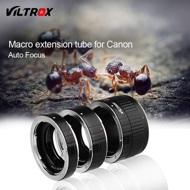 VILTROX Metal Mount Auto Focus AF Macro Extension Tube Ring Set 12mm,20mm,36mm for Canon EF EF-S Lens DSLR Camera 760D 700D 80D 70D 5DII 5DIII 1300D - Image 2
